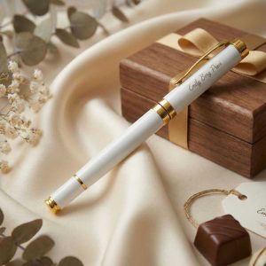 Personalised Engraved White Ballpoint Pen For Women