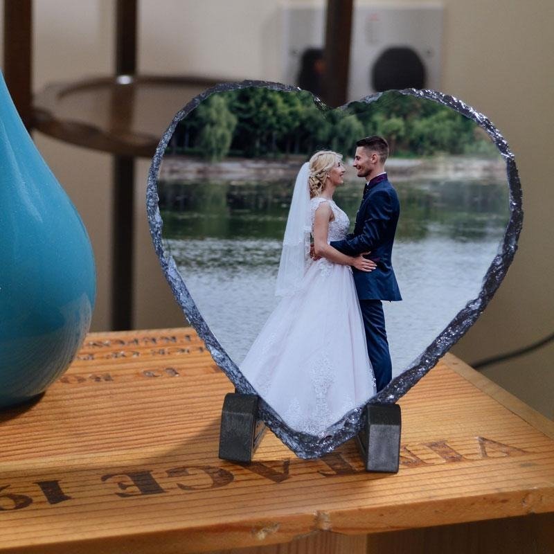 thumbnail image 2 of Personalised Mr & Mrs Wedding Slate Door Sign – Heart Hanging Decoration Gift 2 of 4