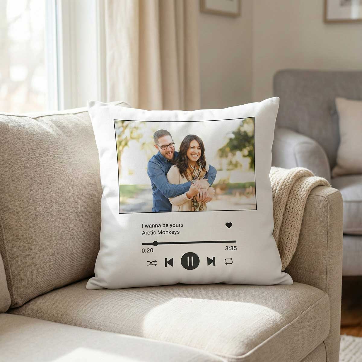 Personalised Photo Spotify Plaque Cushion