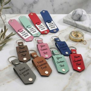 Personalised PU Leather Photo Keychain