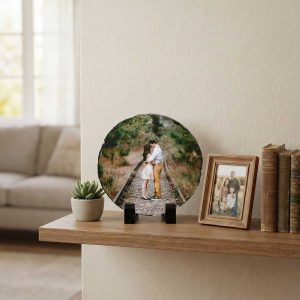 Personalised Round Photo Rock Slate 16x16cm