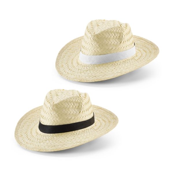EDWARD POLI Natural straw hat with polyester ribbon