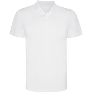 Short-sleeve technical polo-shirt. Knitted collar with 3-button placket. Breathable