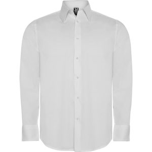 Stretchy long-sleeve shirt with interlined collar. · 2 buttons in cuffs and curved hem. · Easy care.