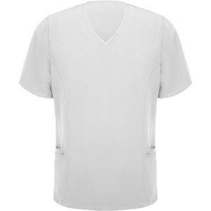 Short-sleeve service top.· Crossed peak neckline.· Two French pockets.
