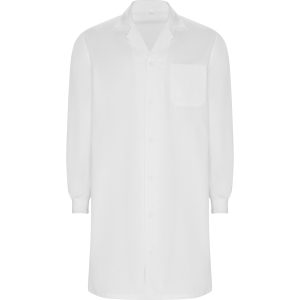 Unisex long-sleeve robe.· Adjustable 1x1 ribbed cuffs.· Front opening with concealed snap clasp buttons.· Inside pocket on left chest.