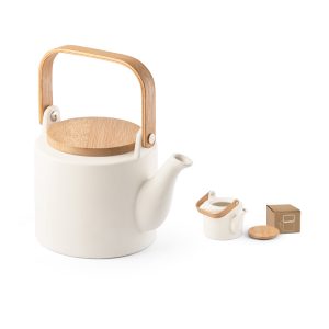 GLOGG 700 mL ceramic teapot with bamboo lid