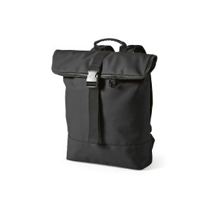 The Milan Backpack is designed for comfort. This 24L roll top backpack with zip and buckle closure combines recycled PU and functionality. It features a main pocket with a padded compartment for a laptop up to 17" and the back padding make it the perfect everyday accessory. Comes in a recycled cotton bag.