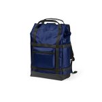 Waterproof 21L Backpack made of rPET.  A hidden side pocket allows you to access your 17” laptop without opening your bag.  The drawstring closure inner compartment will also ensure your belongings stay completely dry.  Features a unique magnetic closing system padded lumbar support and 2 padded shoulder straps for added comfort and side pockets. All presented in an individual recycled cotton bag.