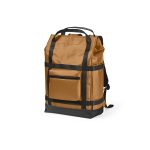 Waterproof 21L Backpack made of rPET.  A hidden side pocket allows you to access your 17” laptop without opening your bag.  The drawstring closure inner compartment will also ensure your belongings stay completely dry.  Features a unique magnetic closing system padded lumbar support and 2 padded shoulder straps for added comfort and side pockets. All presented in an individual recycled cotton bag.
