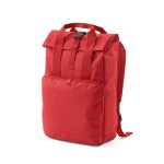 Warsaw roll top backpack is an urban style bag crafted from 600D rPET. This spacious 20L backpack features an attractive roll top closure with a buckle.  It has two handles that can be joined with a press stud providing additional stability and durability.  The ample pockets enable the organisation and storage of your belongings. The padded back panel offers further comfort when carrying with the backpack straps. Supplied in a recycled PE polybag.
