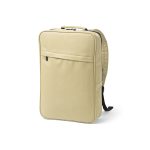 Amsterdam Backpack made of recycled PU. This 16L backpack features a front pocket with a diagonal thermo-injected zipper and a single compartment with a 17'' laptop pocket. The back padding and reinforced handles are for comfort and durability. Comes in a recycled cotton bag.