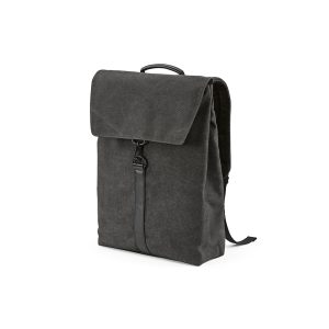 Prague Backpack with a sleek and functional design. This 25L backpack carefully merges recycled cotton canvas with recycled PU details. Fits a 17'' laptop