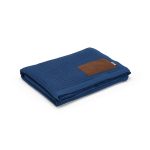 Cosy up sustainably with our recycled cotton blanket made with care. At 120x160 cm and 200 gsm. It's perfect for warmth and comfort. With a customisable patch and packed eco-consciously in a recycled cotton bag