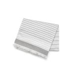 Indulge in sustainable luxury with our recycled cotton 220gsm blanket (80% recycled cotton and 20%rPET). It offers plush comfort at 130 x 160 cm. The horizontal stripe pattern adds a touch of modern elegance. All packed inside a biodegradable polybag.