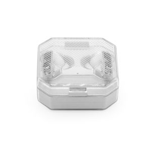 Ghostbuds in rABS. Sleek transparent earbuds deliver exceptional sound with 13MM speaker drivers providing up to 6 hours of playtime on a single charge. They are housed in a compact charging case and take about 2 hours to charge through the USB-C connector. Additional technical features include a 400 mAh battery and a frequency range of 100-20kHz. Built-in microphone for hands-free calls with a comfortable in-ear design. Packed inside an individual kraft box.