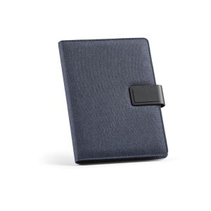 The Tolstoy A5 300D rPET folder with magnetic closure. It includes a 64 sheet pad of FSC ivory dotted paper (70 gsm)