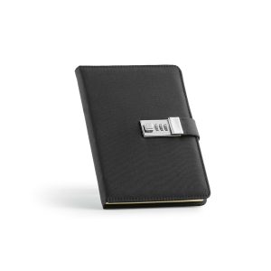 The Melville A5 is a lockable notebook with 300D rPET cover. It features a removable notebook with 192 FSC pages of 70 gsm plain ivory paper with a designated space for date and page number. It includes two interior pockets so you can organize yourself.