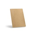 Fitzgerald A5 notebook with a Coconut Husk cover (60% coconut husk and 40% cotton rag). It boasts 196 recycled 80gsm dotted pages with a section for date and page reference all in a soft cover. The flysheet highlights a unique story. Supplied in an individual kraft sleeve.