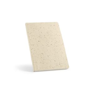 Chaucer  A5 notebook with a cover of Beer Waste (25% beer waste and 75%cotton rag). Each of the 196 pages are made of recycled 80gsm paper and are dotted