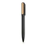 Plato twist action ballpoint pen in recycled aluminium and an rABS with bamboo top. The rotation system releases 1 Km of Dokumental® blue ink (1.0mm tip)