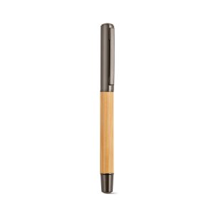 Aeschylus Ballpoint pen in Bamboo and recycled stainless steel. 2 km of Dokumental® blue ink (0.7mm tip) and housed in a sleek bamboo case with a sliding lid. A harmonious blend of sustainability and sophistication for every discerning writer.