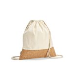 This drawstring bag is made with recycled cotton (70%recycled cotton and 30%rPET) and a cork bottom: it's lightweight and a statement of your commitment to the planet. With recycled cotton rope