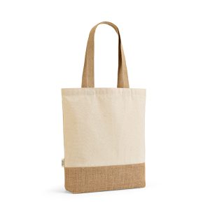 Puncak Tote Bag features a blend of 70% recycled cotton and 30% recycled polyester (180 gsm)