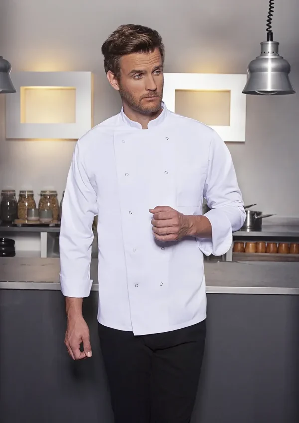 men's chef jackets, culinary uniforms for men, black chef coats, restaurant kitchen wear, male chef clothing