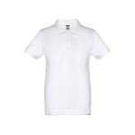 THC ADAM KIDS WH II Kids short-sleeved 100% cotton piqué polo shirt unisex). White