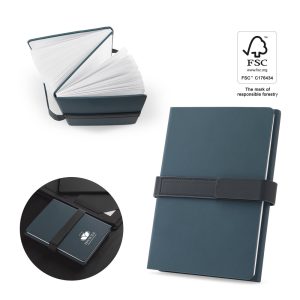 SANDERSON A5 notepad in PU (50% recycled) with two blocks: lined pages and plain pages