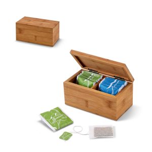 BURDOCK Bamboo tea box with 2 compartments and magnet closure