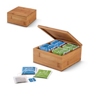 ARNICA Bamboo tea box with 4 compartments and magnet closure