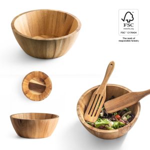 SAGE Round acacia wood salad bowl