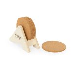 PLYCORK. Plywood stand with 6 cork coasters - Image 2