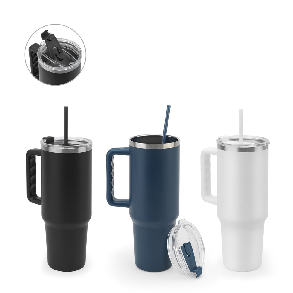 JOYNER XL. Large stainless steel travel cup (91% recycled) with vacuum insulated double wall and a matt finish 1300 mL JOYNER XL Large stainless steel travel cup (91% recycled) with vacuum insulated double wall and a matt finish 1300 mL