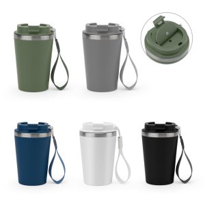 SPITZ Stainless steel travel mug (90% recycled) with PP outer wall and matte finish 440 mL