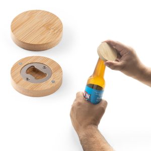 AMCHUR Bamboo coaster with bottle opener