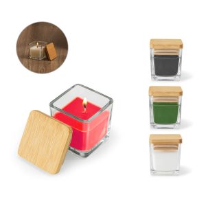 ESSENCE 50g scented candle in glass cup with bamboo lid