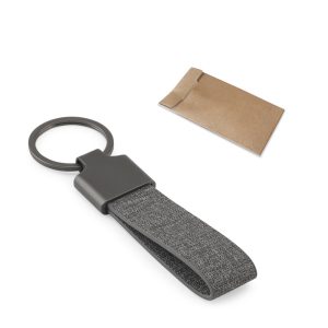 RAVEN Rectangular-shaped keyring made of metal and recycled pet (30% recycled)