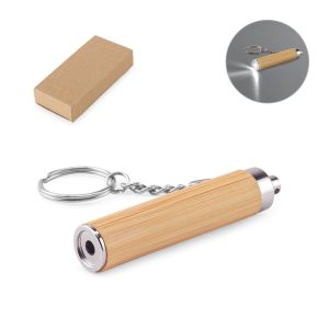 RACHEL Bamboo and ABS key ring with LED torch