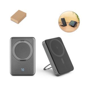 WARSHEL 10 10.000 mAh magnetic power bank with 15W superfast wireless charger in recycled ABS (100% rABS) with stand