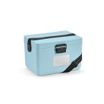 Bangkok Cooler. Attractive 12L recycled plastic cooler box with front buckle closer and adjustable shoulder strap. Supplied with a metal plate (14 x 7cm) for easy customisation. Ideal for keeping your refreshments cool on the go