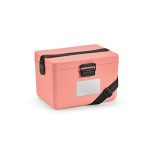 Bangkok Cooler. Attractive 12L recycled plastic cooler box with front buckle closer and adjustable shoulder strap. Supplied with a metal plate (14 x 7cm) for easy customisation. Ideal for keeping your refreshments cool on the go