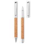 QUERCUS - Metal Ball pen set in cork box - Image 4