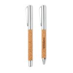 QUERCUS - Metal Ball pen set in cork box - Image 5