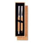 QUERCUS - Metal Ball pen set in cork box - Image 2