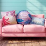 Personalised linen textured polyester cushion for hotels and offices