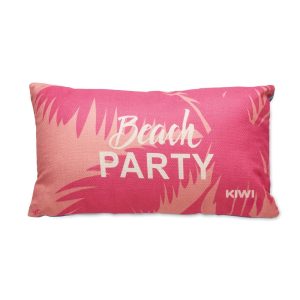 Linen textured promotional cushion with custom artwork