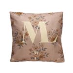 Custom printed linen textured square cushion with company logo